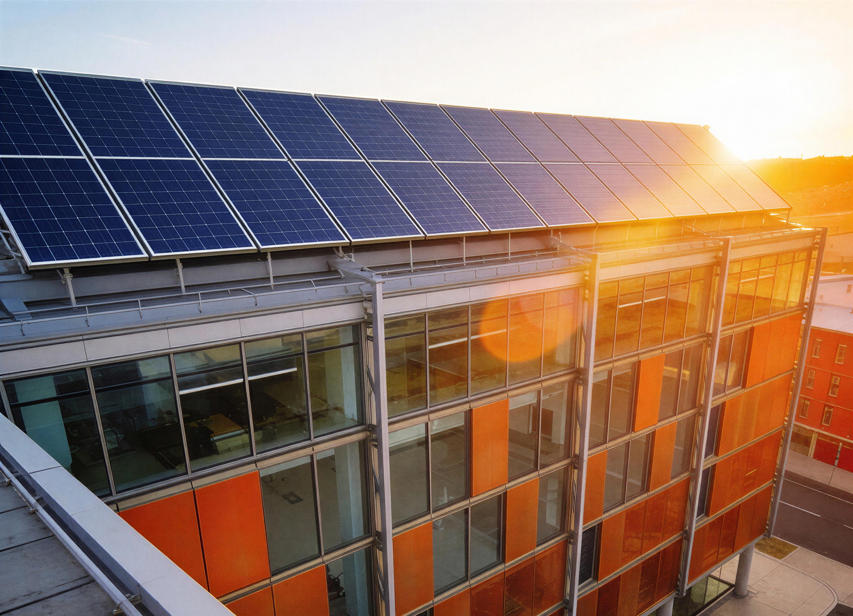 Commercial solar PV installation on a rooftop